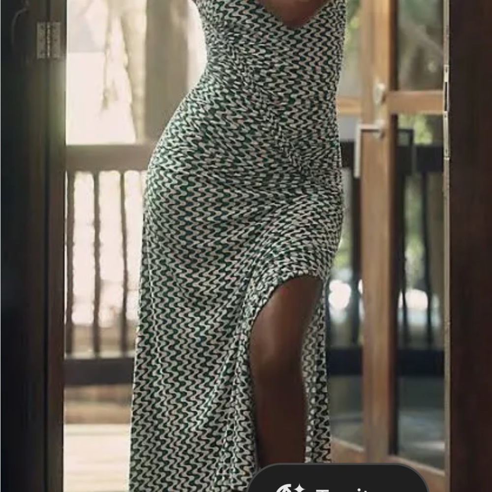ISO Celandine Anthropologie Strapless Green and White Gabbie Dress Size Small